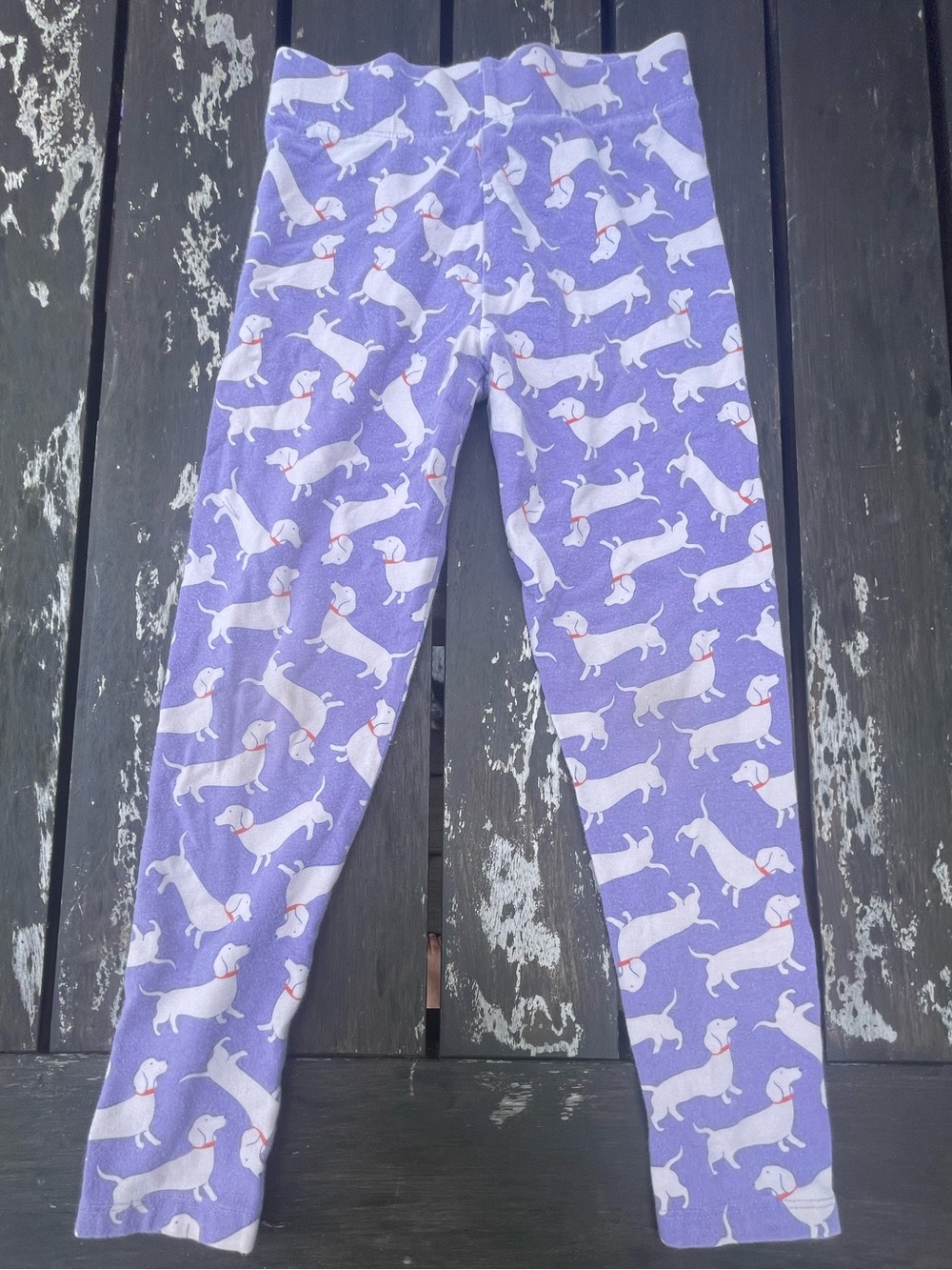 Mini Boden Girls Purple Dog Print Leggings Size 6–7 Years